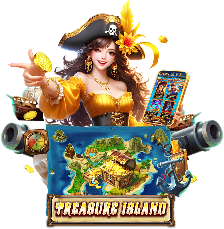 Pirate Character, Map and Cannons